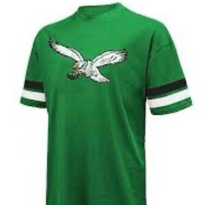 SAQUON BARKLEY MENS LARGE MAJESTIC THREADS GRAPHIC  TEE STRIPPED SLEEVES NWT